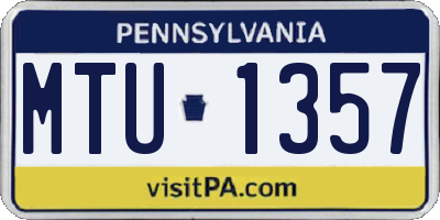 PA license plate MTU1357