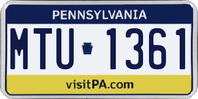 PA license plate MTU1361