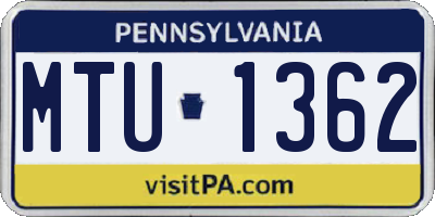 PA license plate MTU1362