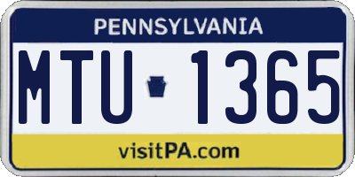 PA license plate MTU1365