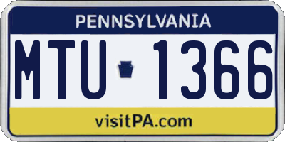 PA license plate MTU1366