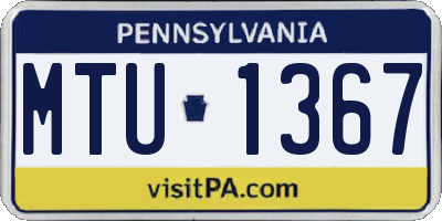 PA license plate MTU1367