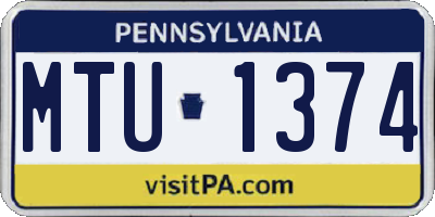 PA license plate MTU1374