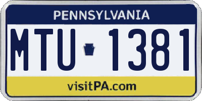 PA license plate MTU1381
