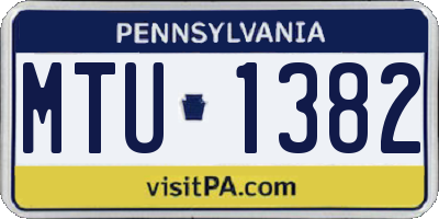 PA license plate MTU1382