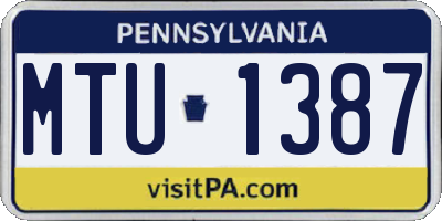 PA license plate MTU1387