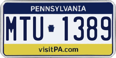 PA license plate MTU1389