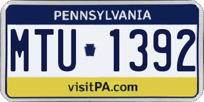 PA license plate MTU1392
