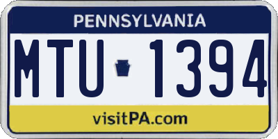 PA license plate MTU1394