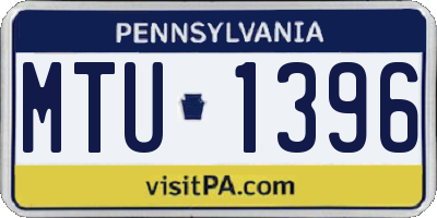 PA license plate MTU1396