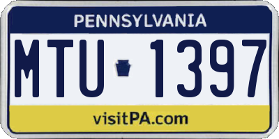 PA license plate MTU1397