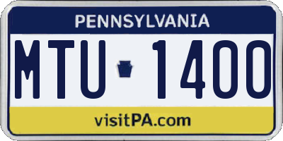 PA license plate MTU1400