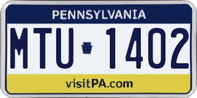 PA license plate MTU1402