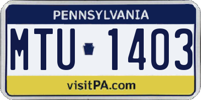 PA license plate MTU1403