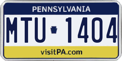 PA license plate MTU1404