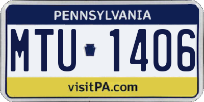 PA license plate MTU1406