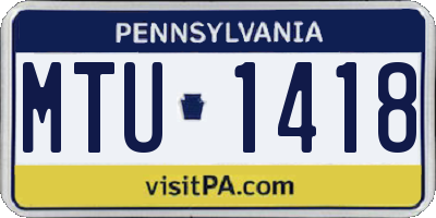 PA license plate MTU1418