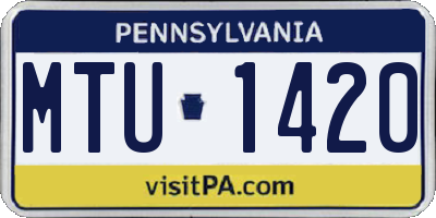 PA license plate MTU1420