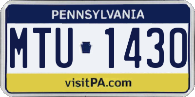 PA license plate MTU1430