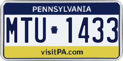 PA license plate MTU1433