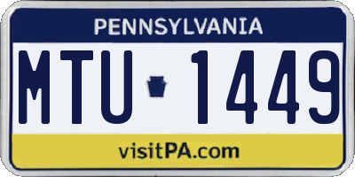 PA license plate MTU1449