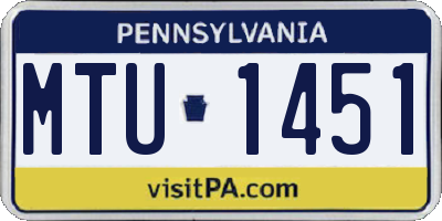 PA license plate MTU1451