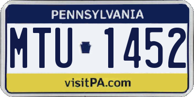 PA license plate MTU1452