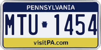 PA license plate MTU1454