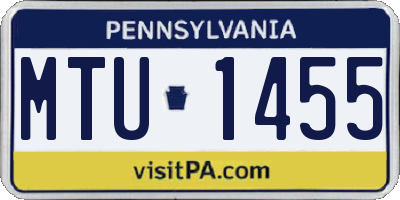PA license plate MTU1455