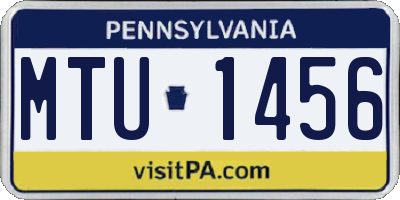 PA license plate MTU1456