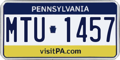 PA license plate MTU1457