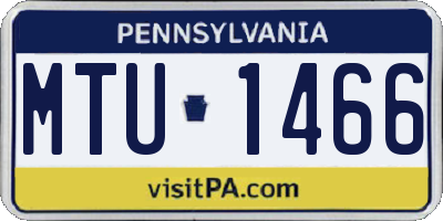 PA license plate MTU1466