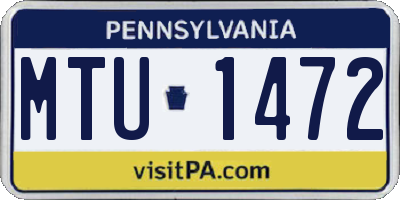 PA license plate MTU1472