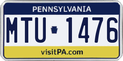 PA license plate MTU1476