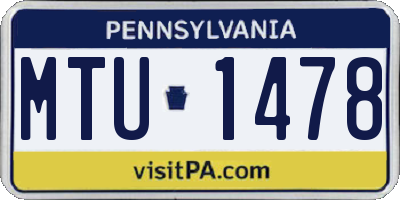 PA license plate MTU1478