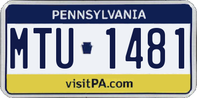 PA license plate MTU1481