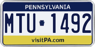 PA license plate MTU1492