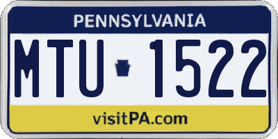 PA license plate MTU1522