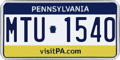 PA license plate MTU1540