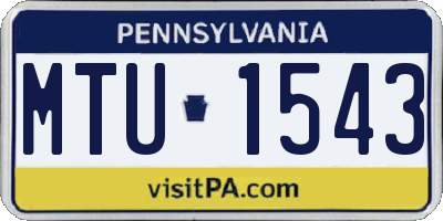 PA license plate MTU1543
