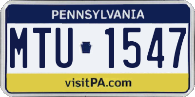 PA license plate MTU1547