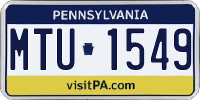 PA license plate MTU1549
