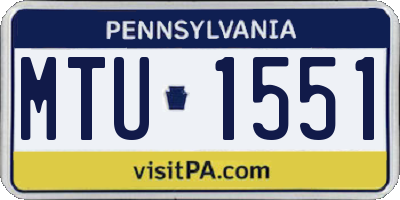 PA license plate MTU1551
