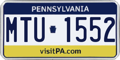 PA license plate MTU1552