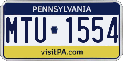 PA license plate MTU1554