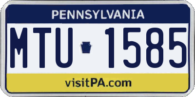 PA license plate MTU1585