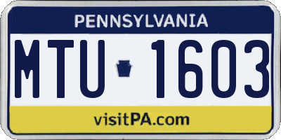 PA license plate MTU1603