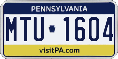 PA license plate MTU1604