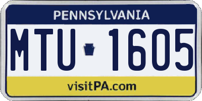 PA license plate MTU1605