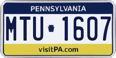 PA license plate MTU1607